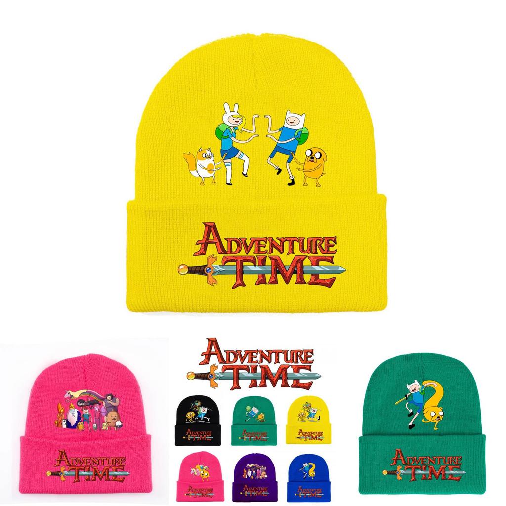 Adventure Time Cartoon Print Acrylic Knit Hat Winter Warm Unisex Beanie For Adults Teens