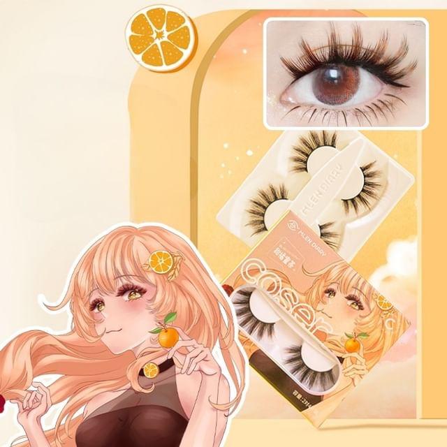 Bonnie Wisp - Orange False Eyelashes Black & Orange - 1.5 To 1.8cm