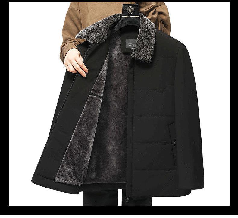 Woodpecker Men's Plus Velvet Thickened Winter Jacket - Warm Cotton Outerwear for Middle-Aged and Elderly