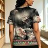 Women's Minimalist Floral Short Sleeve Top Basic & Versatile,Comfy Fabric,Ideal for Daily Wear & Shopping,Trendy Casual Top