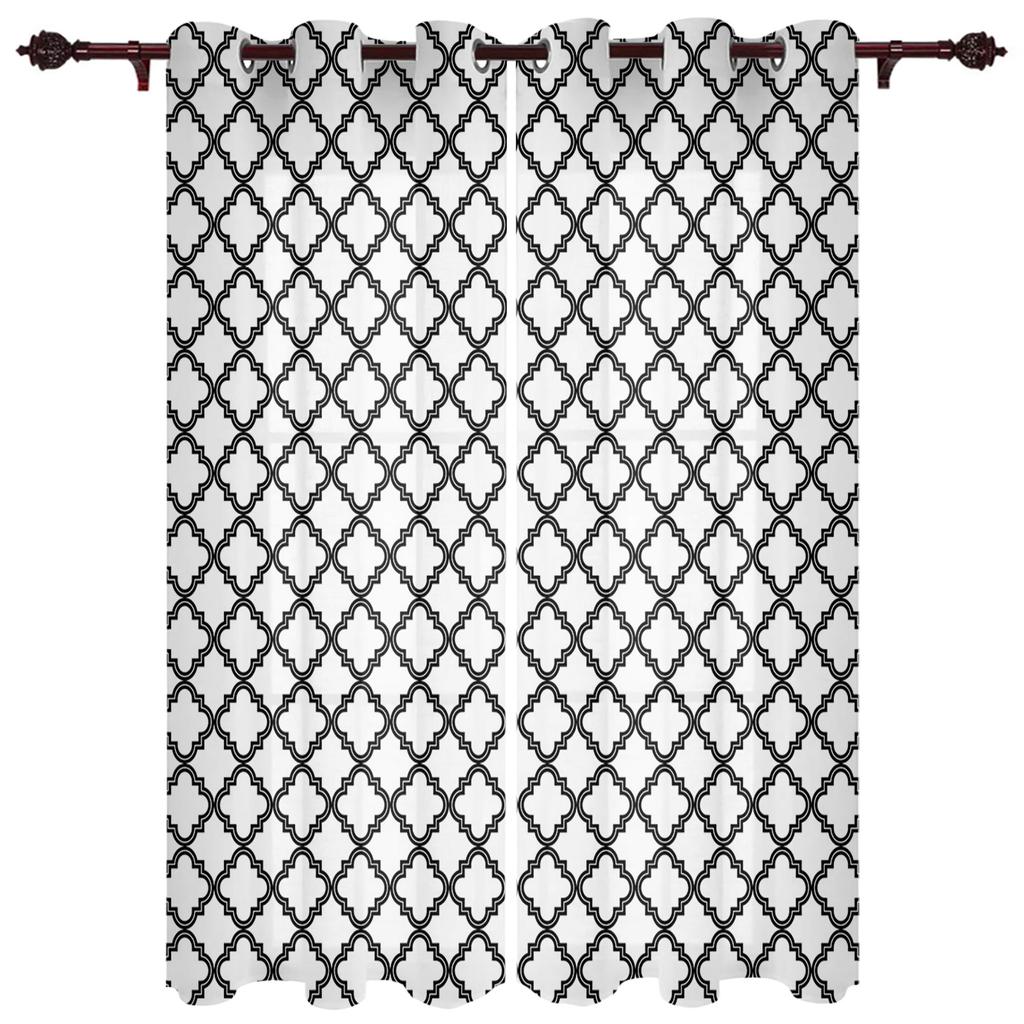 Modern Morocco Black White Curtains Kitchen Decor Items Window Curtains for Living Room Bedroom Curtain Panel