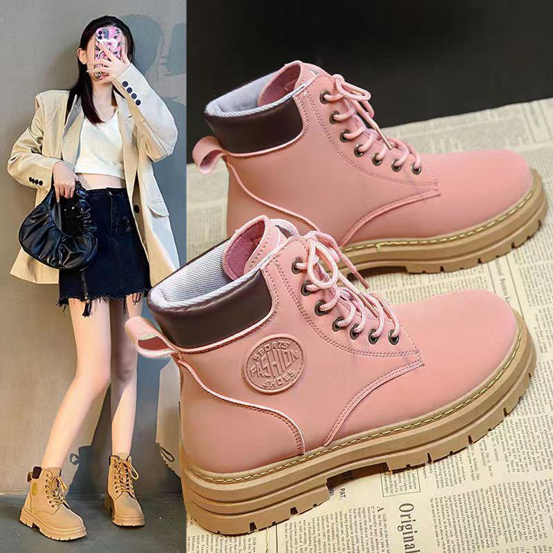 Stivali Martin Unisex Giallo Ape Grandi a Metà Polpaccio - Suola Spessa, Stile Britannico, Perfetti per l'Autunno.