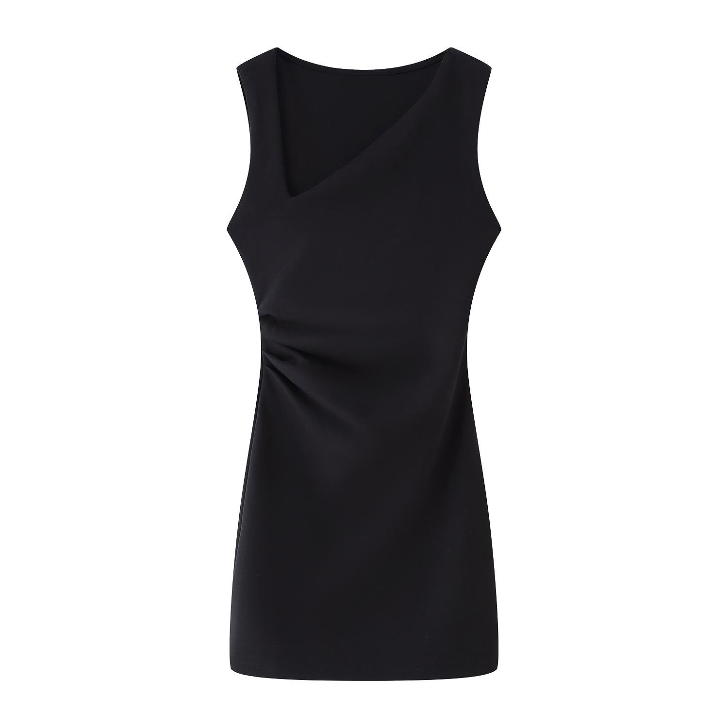 

Весна 2025 Женское короткое плиссированное платье в европейском и американском стиле Small чёрный