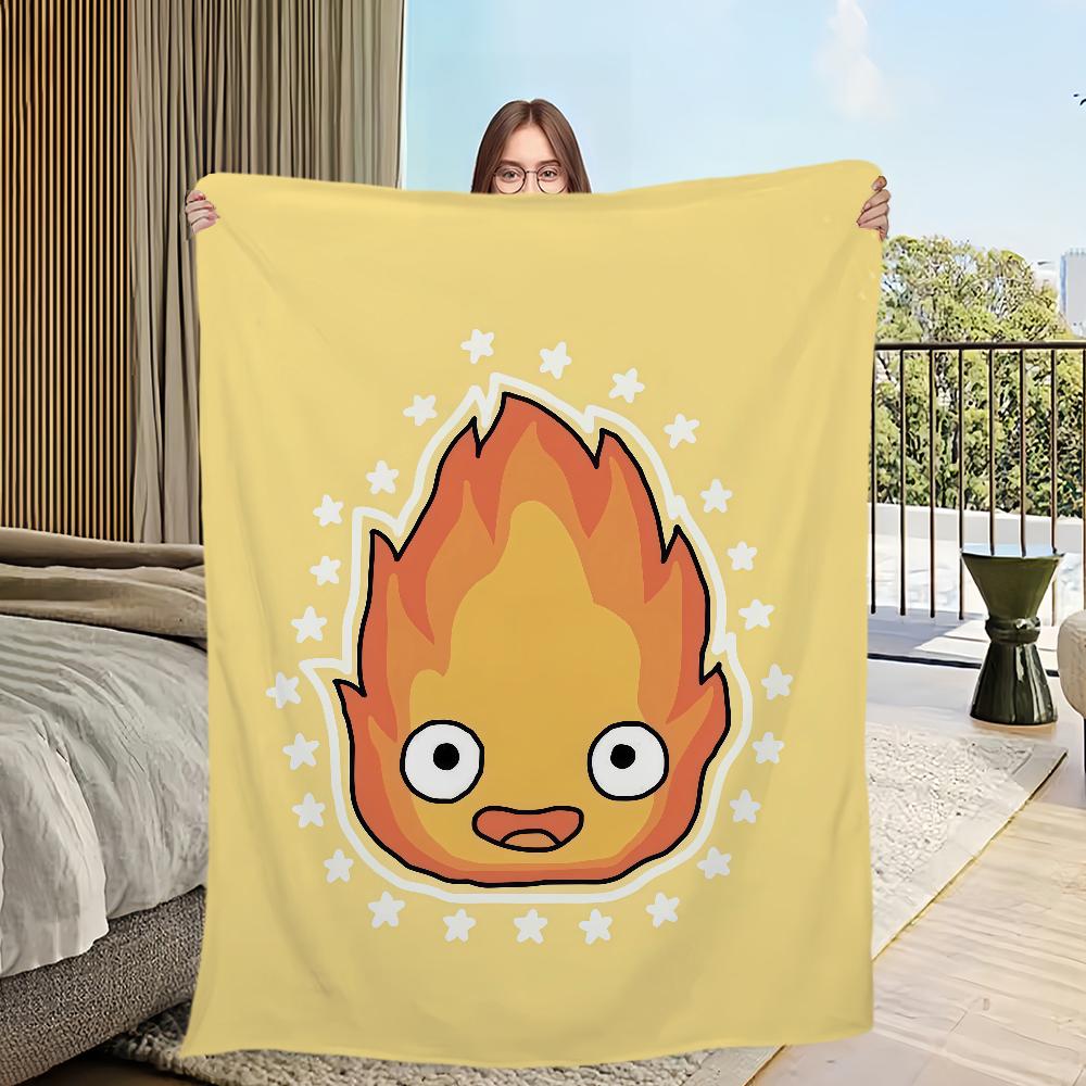 

anime C-Calcifer Flannel warm fanart comfort soft plush blanket sofa cute living cute room office bedroom travel cartoon gift 75x90cm