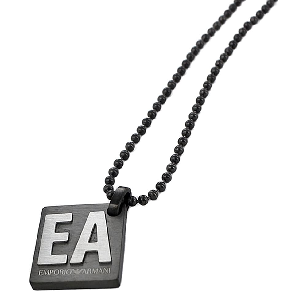 Emporio Armani Black and Gunmetal Necklace Pendant EGS2754060 [Used]
