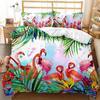 Flamingo Duvet Cover Couple Flamingo Palm Leaf Twin Bedding Set Tropical Botanical Leaves Summer King Size Polyester Quilt Cover