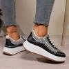 Fashion Thick Bottom Lace Up Walking Shoes Woman Fashion Colored Sequins Platform Sneakers Women Comfort Non Slip Sports Shoes Ladies