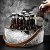 Portable Beer Ice Buckets Acrylic Champagne Bucket Fruit Storage Bucket Leather Portable Large Capacity Ice Buckets Bar Tools