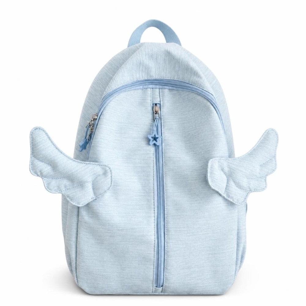 Nylon Angel Wing Backpack Pure Color Waterproof Fabric School Bag Large Capacity Lightweight Travel Backpack for Adults Student