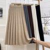 Women S Thick Knitted High Waist Midi A Line Pleated Skirt