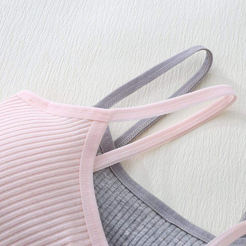 Cotton Training Bra for Girls, Puberty Stage 1&2 Camisole Vest, Thin Wireless Bra for Kids 10-14 Years Old