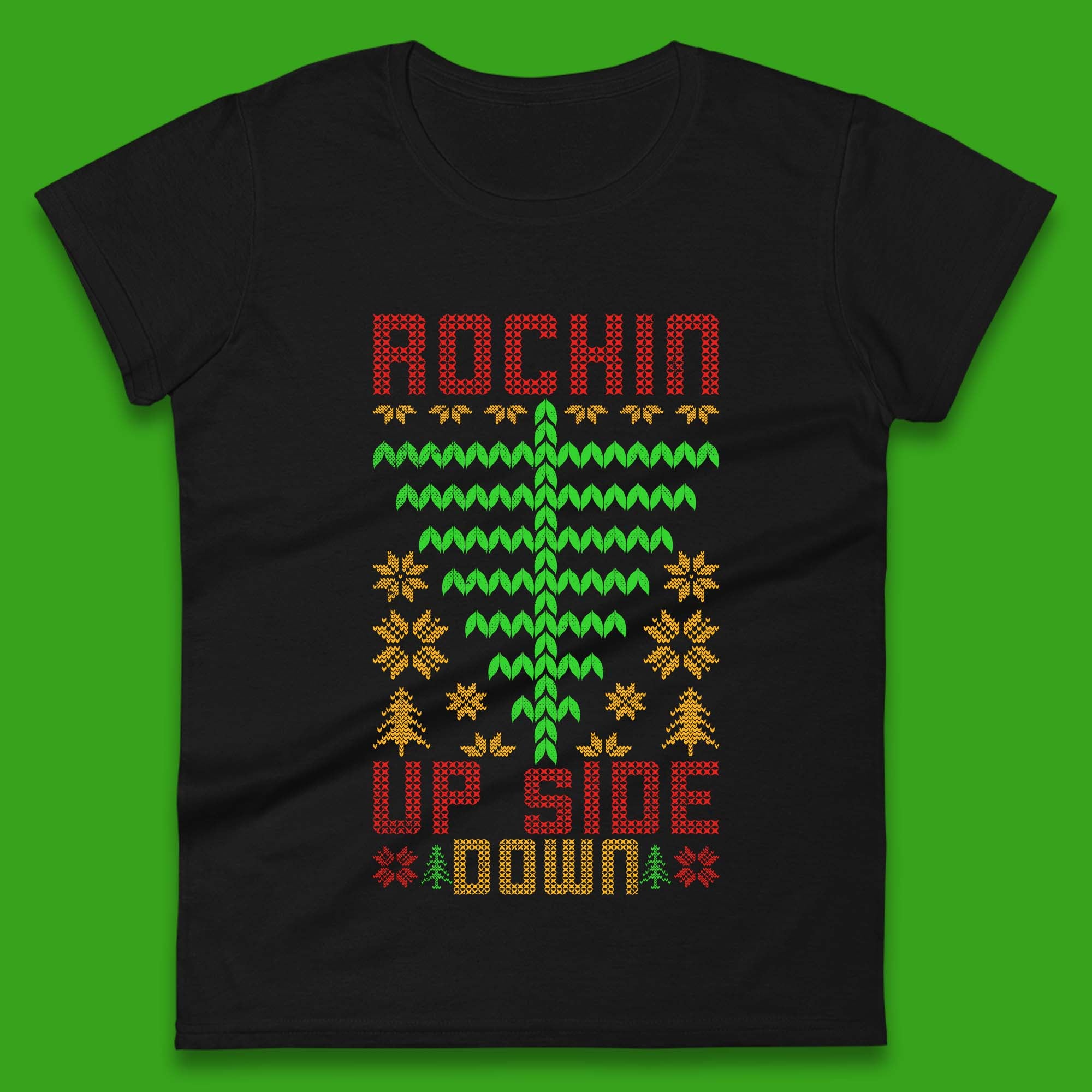 

Rockin Up Side Down Christmas Tree Stranger Things Womens T Shirt Mens Tops Tees Unisex M