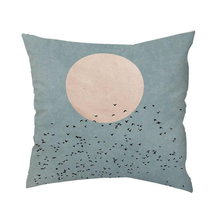 Simple Sunset Branch Landscape Pillow Short Plush Printed Pillow Case Sofa Backrest Decorative Backrest Cover