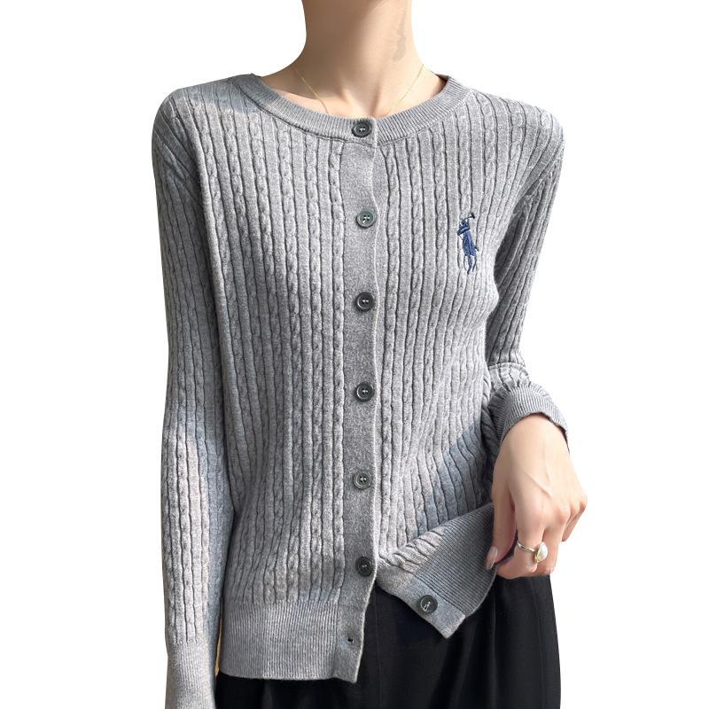 Spring and Autumn Women's Knit Sweater Round Neck Cardigan Sweater Twist Jacket