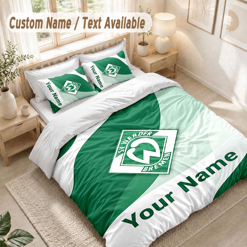 Custom Name Bedding Set 3 PiecesWerder Bremen FC Print Duvet Cover + 2 Pillowcases Soft Bed Decor