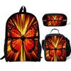 Klassisch Beliebt Neuheit Lustig Schmetterling 3D-Druck 3 Stück/Set Schüler Schultaschen Laptop Tagesrucksack Rucksack Lunchtasche Federmäppchen