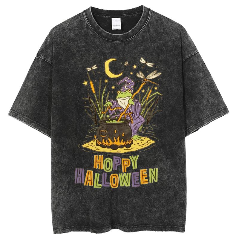 Šťastný Halloween Potisk Čarodějnice Dámské Pratelné Tričko Oversized Kulatý Výstřih Prodyšný Krátký Rukáv Chladivý Top Muži