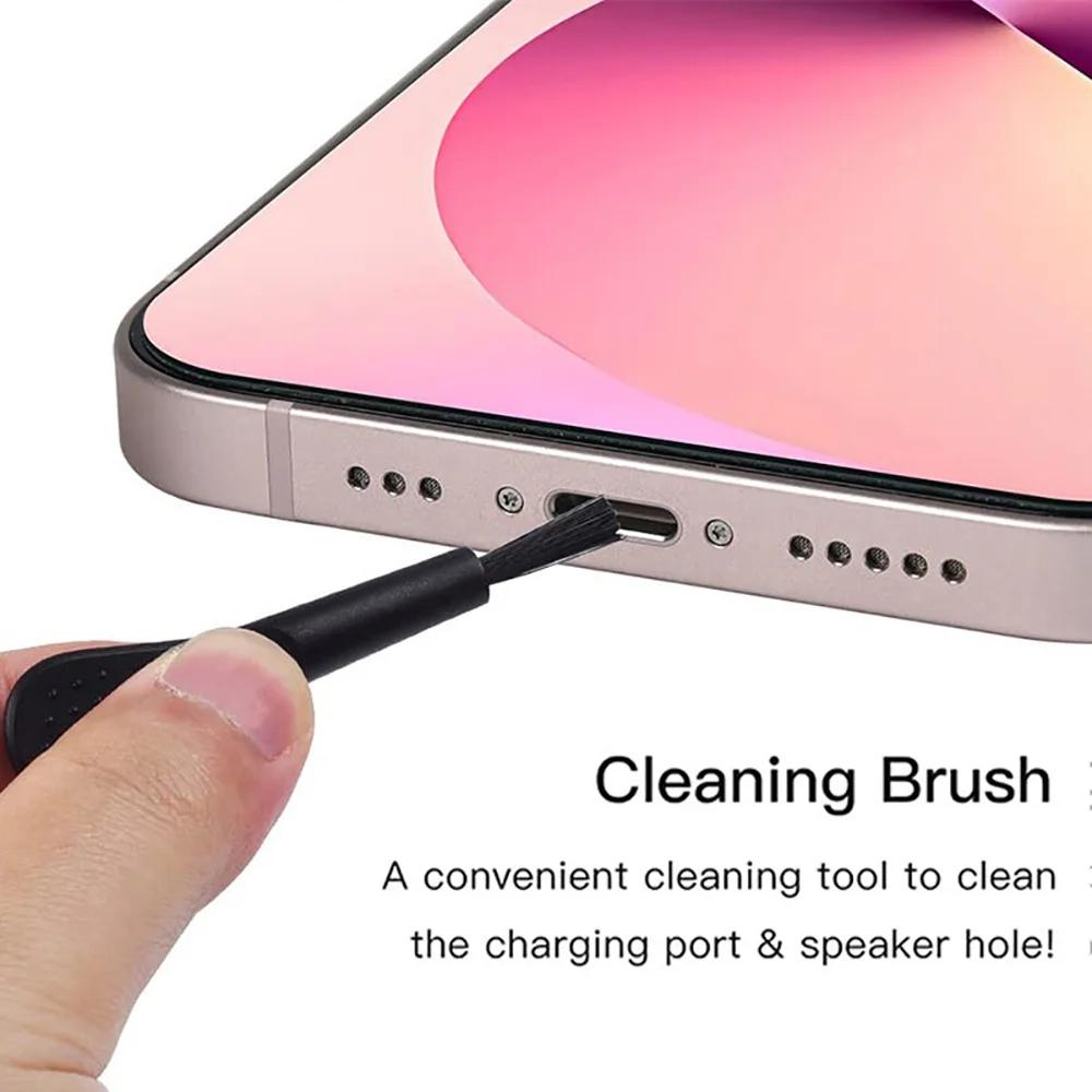 Handy-Ladeanschluss Staubschutzstopfen mit Reinigungsbürste für iPhone 11 11 11 16 17 Pro Max Samsung Xiaomi Typ C Reiniger-Set