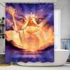Godly Shower Curtain With Spiritual Design For Bathroom Decorations Blue Clouds Rays Lighting