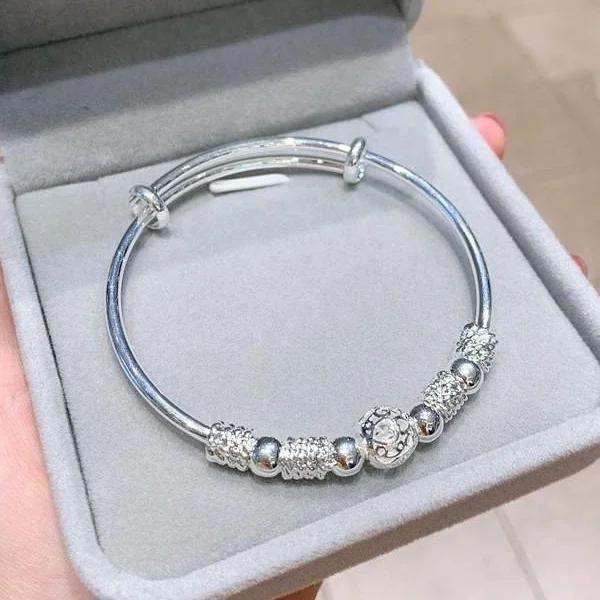 

925 пробы стерлингового серебра браслеты для женщин кисточка перо круглый бисер браслет регулируемый браслет с подвесками роскошные свадебные украшения подарки