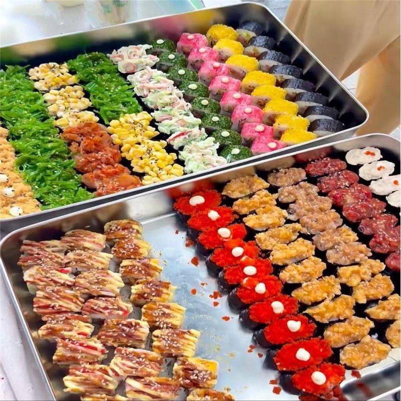 Nerezový talíř na sushi obdélníkový podnos na sushi talíř na sashimi multifunkční přípravný talíř na hrnce talíř na salát