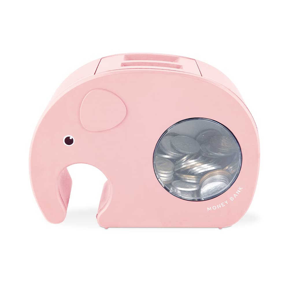 Piggy bank with digital for Scandinavian money pink lock, counter, kids, animal, interior, bank, LALA,