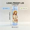 1PC Saint Man Holding Lamb Print 750ml Color Plastic Sports Water Bottle Leakproof Flip Straw Lid Suitable for Sports Office Home Use