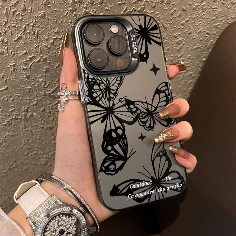 Cross Black Butterfly Silver Case for iPhone 16 Pro Max, 15, 14, 13