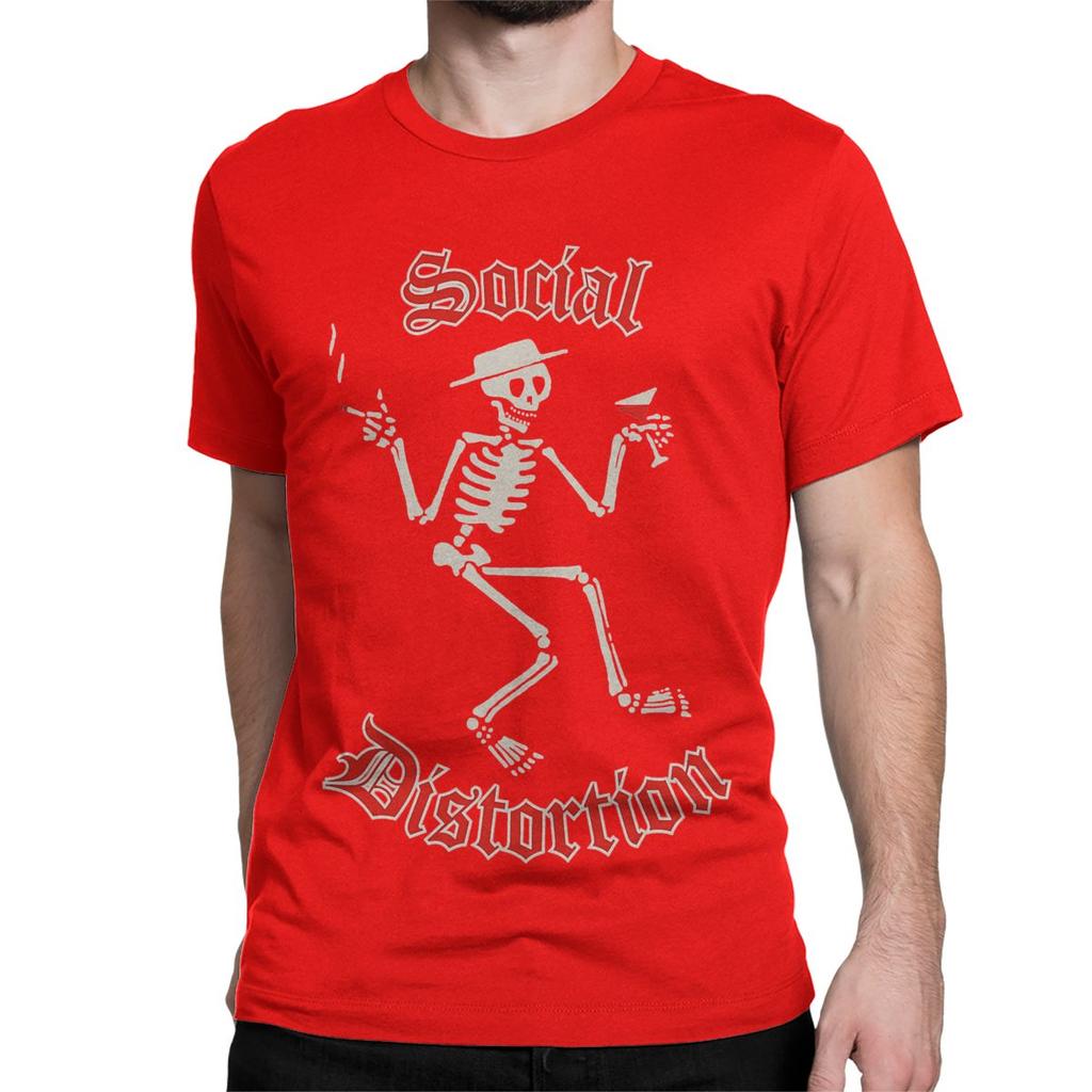 Herren Damen T-Shirt Punk Rock Band 90er Verrücktes Baumwoll T-Shirt Kurzarm Social Distortion T-Shirt Rundhals Kleidung Sommer