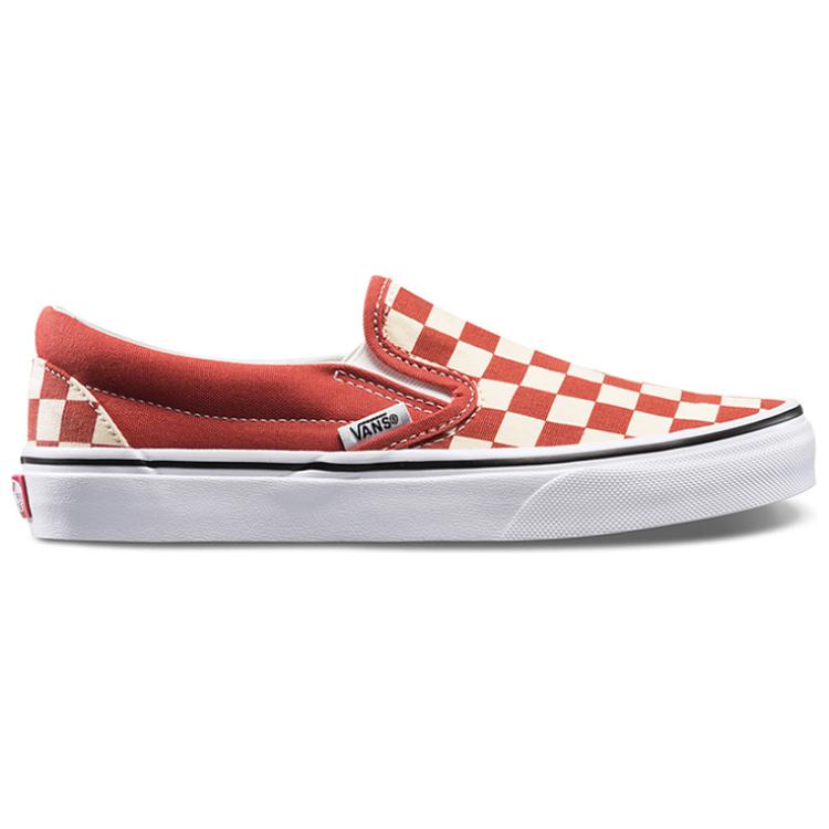 Vans Classic Slip-On Durable Non-Slip Low-Top Casual Skate Shoes Red And White Checkerboard Women Sneakers VN0A38F7ULL