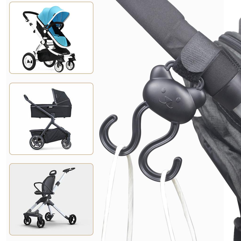 Adjustable Stroller Accessory Hanger Clip Double Hook Designing Easy Installation No Tools Required for Busy Parents