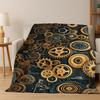 Retro Metal Mechanical Wheel Gear Flannel Blanket Soft Warm Blanket Throw Blanket for Bedroom Living Room Bed Travel Picnic Gift
