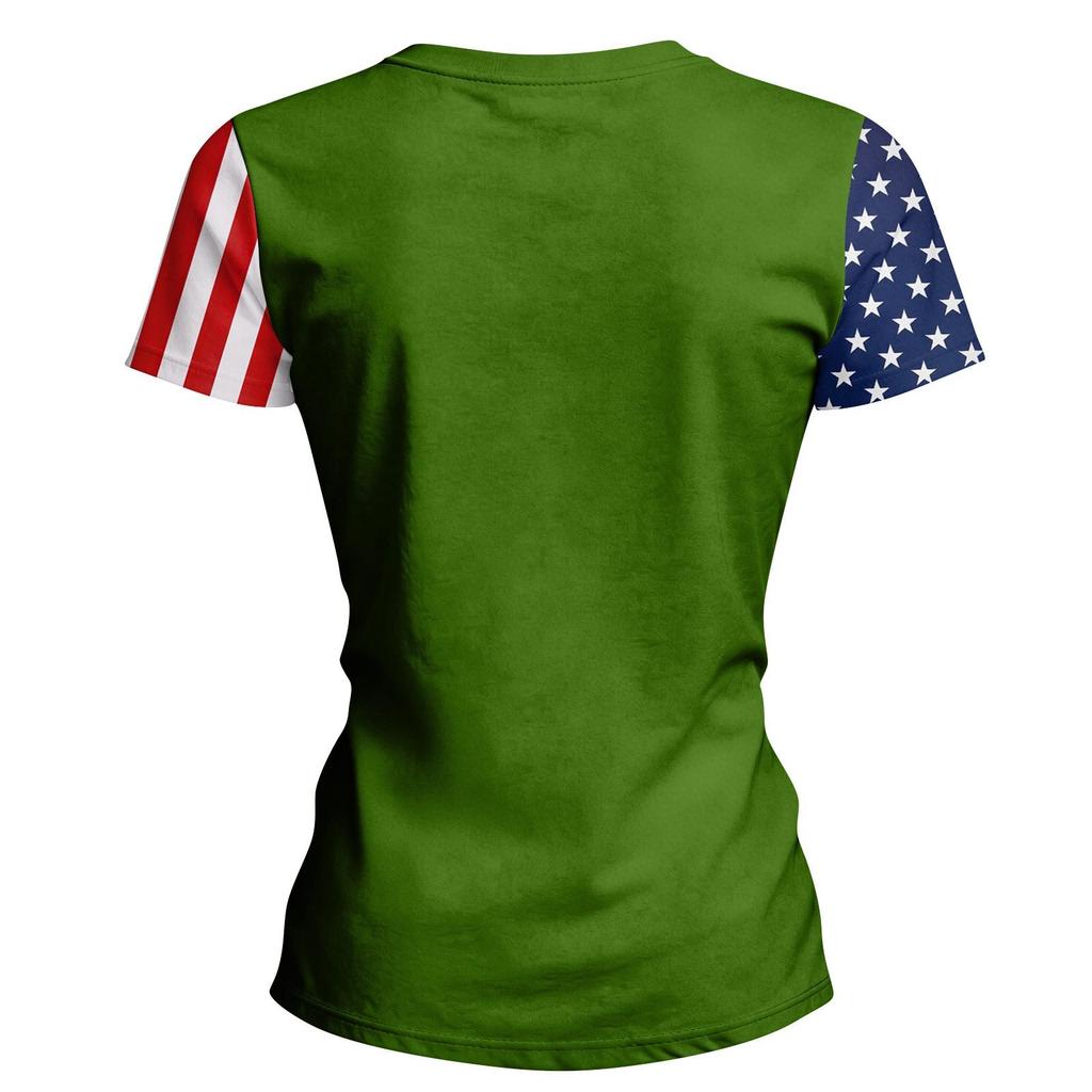 Blusa Feminina da Moda Casual de Manga Curta com Estampa e Gola Redonda