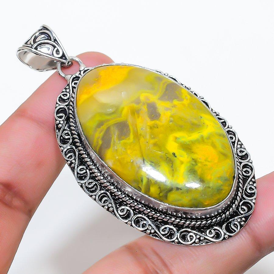 Natural Bumble Bee Jasper 925 Sterling Silver Jewelry Pendant 2.76 AP-14423