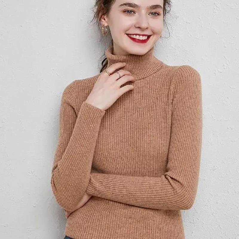 Rolák svetry Dámské Podzim Zima Neformální Pletený svetřík větší velikosti Jednobarevné základní topy s vysokým výstřihem