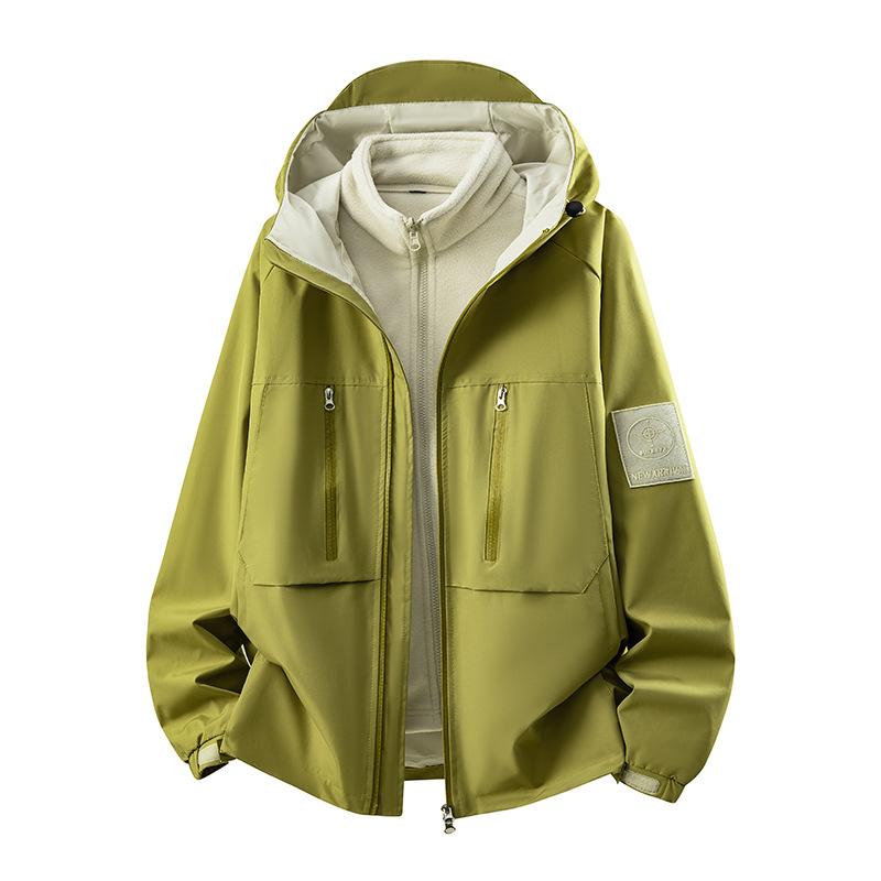 Jacket Jacket, Windproof and Waterproof In Autumn and Winter, Couple's Clothing, Fleece and Thickened Jacket, Two-piece Set
