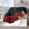 2026 New Arrivals 1pc Cozy Romantic Rose And Butterfly Print Flannel Throw Blanket - Soft, Warm, And Elegant Red Roses with Golden Butterflies Design,