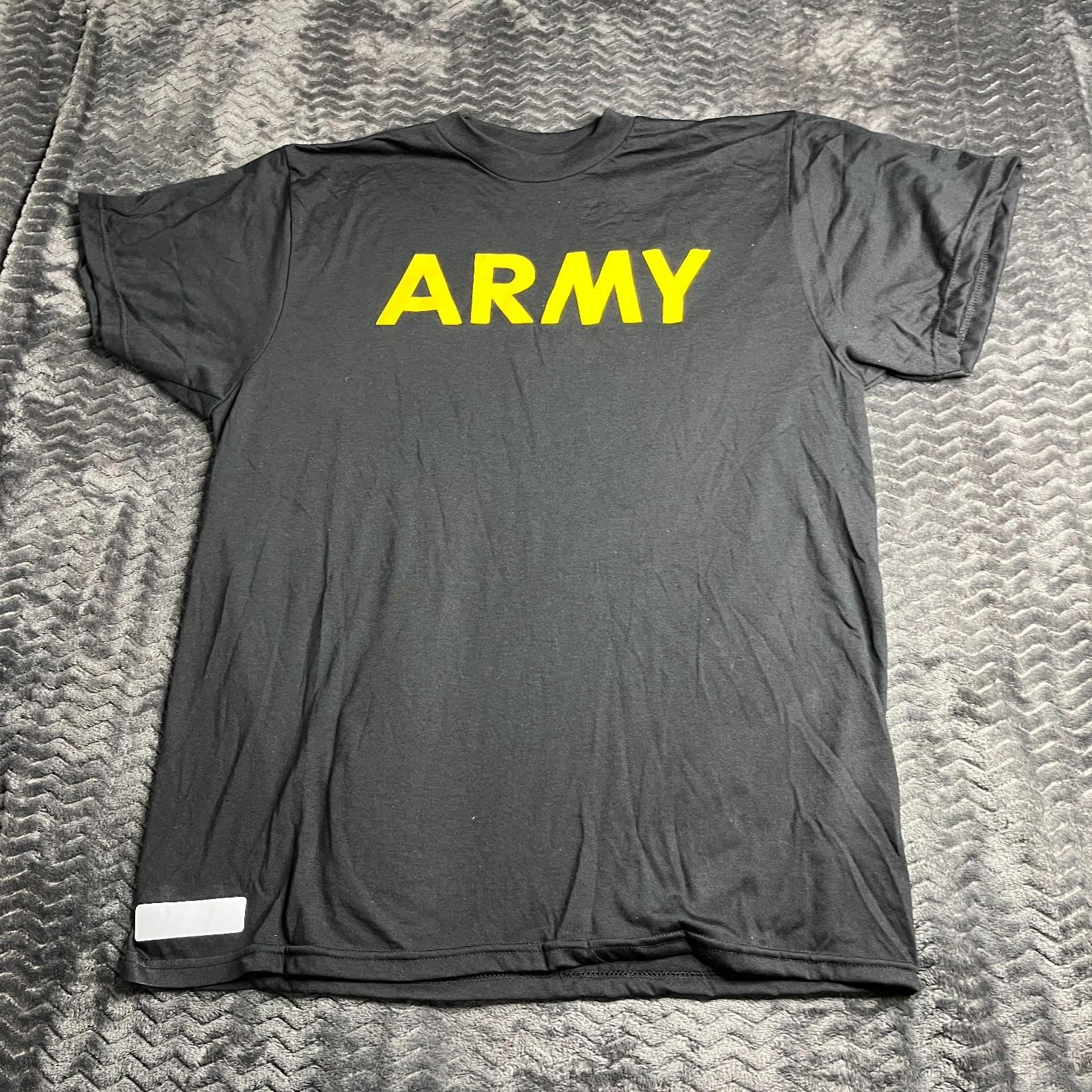 Army Shirt Adult Black Casual Men T-shirt Yellow Text Size Large S