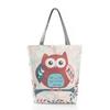 Stylish Women's Canvas Tote Shoulder Handbag Featuring Owl Design For Travel And Shopping