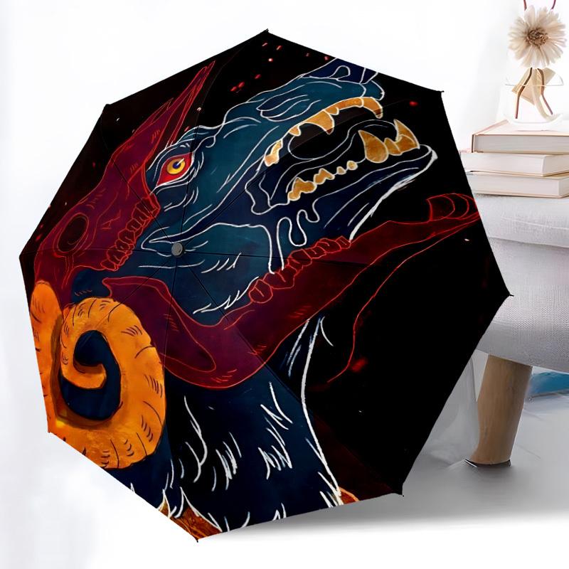 1pc Demonic Horns Automatic Open/Close Umbrella Compact Folding Umbrella, All-Season Portable Umbrella for Women/Men F1124036