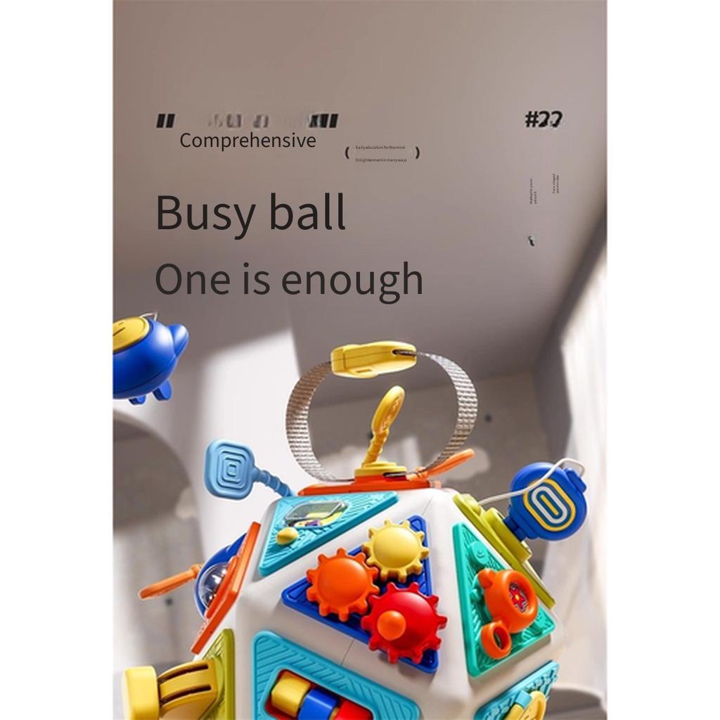 Busy Activity Ball Baby Toy Multifunctional Montessori Polyhedron Hand Catch Ball Fishing Game Toy for 0‑3 Years Infant Toddler 6+ Months Kids
