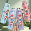 1PC Colorful Boho Floral Bouquet Print 750ml Color Plastic Sports Water Bottle Leakproof Flip Straw Lid Suitable for Sports Office Home Use