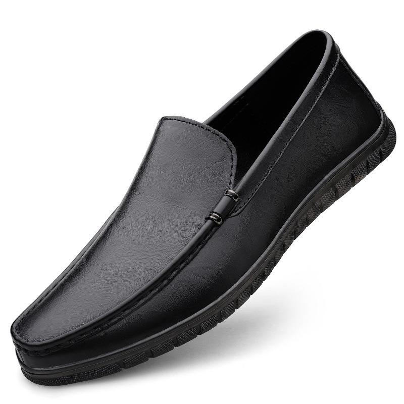 Men s Cross-Border Slip-On Leather Shoes, Breathable Soft Sole, Cowhide Driving Shoes 41
