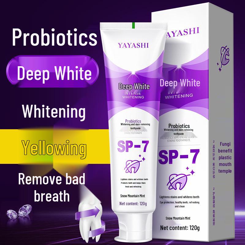 Shen Dao Bai SP-7 Probiotic Toothpaste 120g - Whitens, Removes Yellowing, Bad Breath & Smoke Stains, Mint Flavor