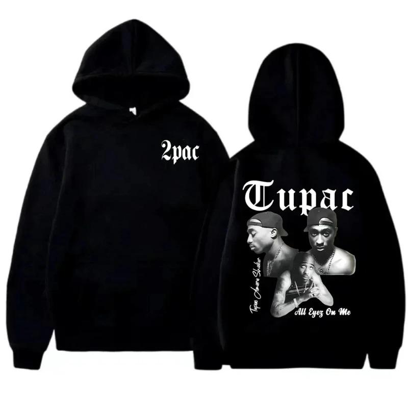 Rapper Tupac 2pac Hoodie Herren und Damen Sportbekleidung Neutraler Hoodie Mode Buchstabenbedrucktes Muster Hip Hop Sportbekleidung Lässig