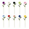 Artificial Rose Flower with Green Leaves Realistic Fake Silk Flower Branch Home Office Wedding Party Faux Bloom Decoration Table Centerpiece