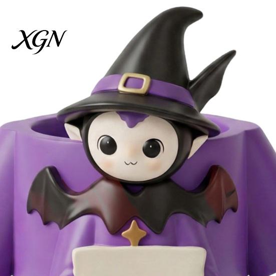 Halloween Desk Organizer Cute Witch Pen Holder, Resin Organizer, Makeup Brush Study Room Decor Cartoon Stationery Storage Container for Office School