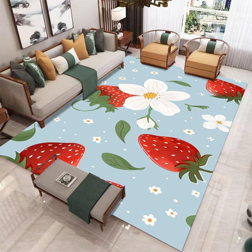 Crème Kleurig Cartoon Rode Kers Strik Hart Print Vloerkleed Zoet Fruit Strik Ontwerp Antislip Woonkamer Slaapkamer Vloermat Vloerkleden voor Slaapkamer 40x60cm