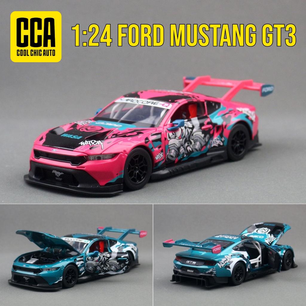 YTMH2 1/24 Ford Mustang GT3 Sport Racing Toy Car Model Diecast Metal Rally Miniature Sound & Light Gift For Child Kid Boy Collection