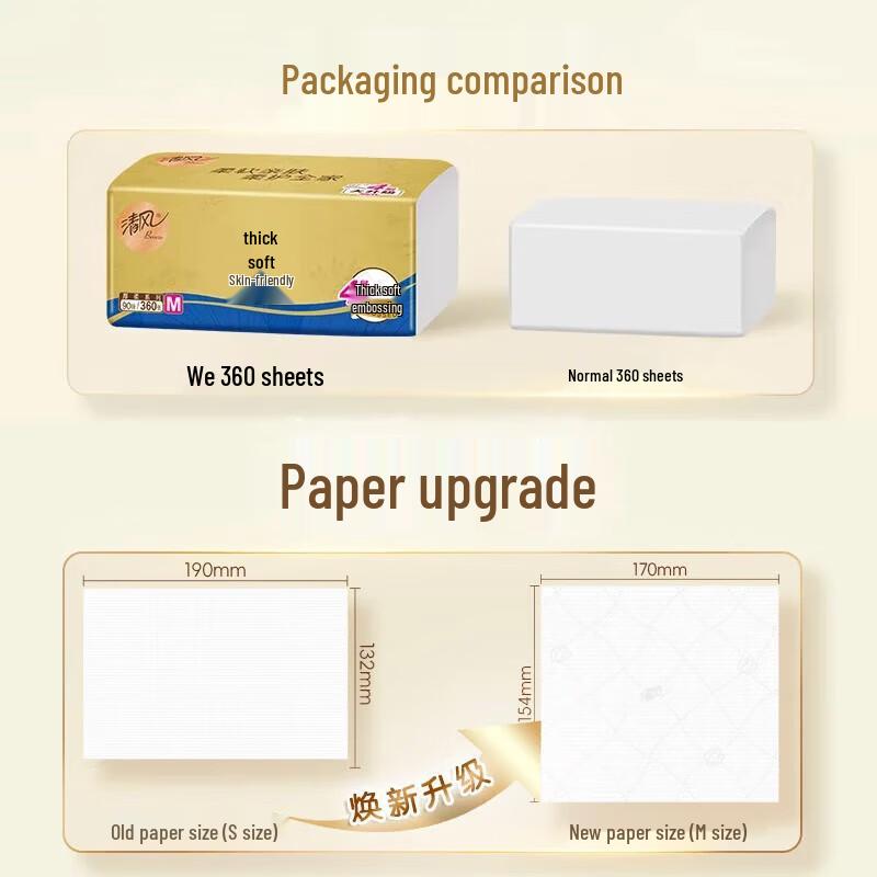 Qingfeng 4-Ply Pure Wood Pulp Facial Tissues
